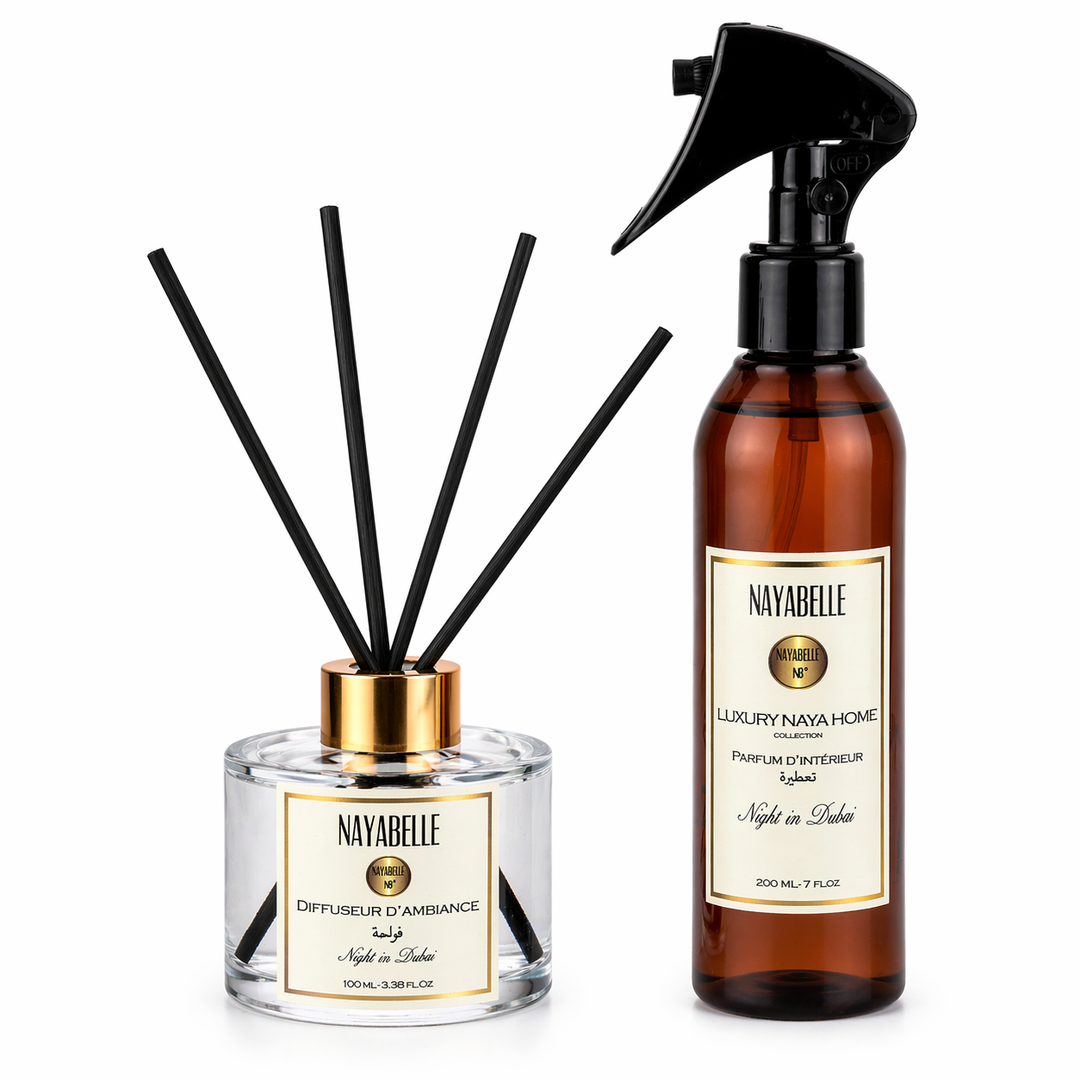 Pack duo diffuseur et spray parfum d'intérieur Nayabelle — coffret maison fabriqué au Maroc