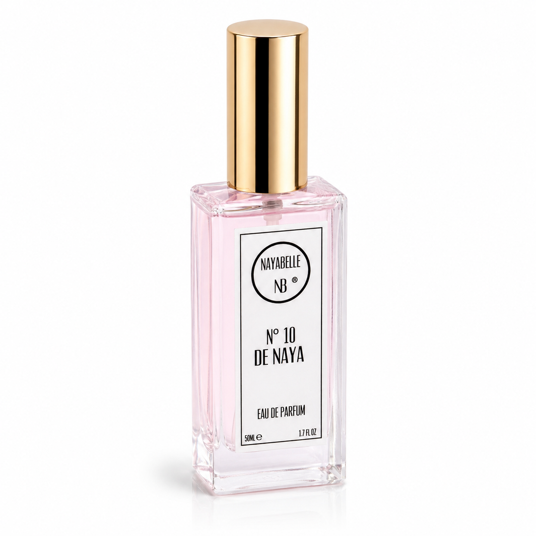 Flacon Parfum Privé N°10 De Naya 50ml. Eau de parfum féminin complexe aux notes de Cassis, Jasmin, Racine d'Iris et Ambre Gris. Sillage mystérieux et sophistiqué. Fabriqué au Maroc.